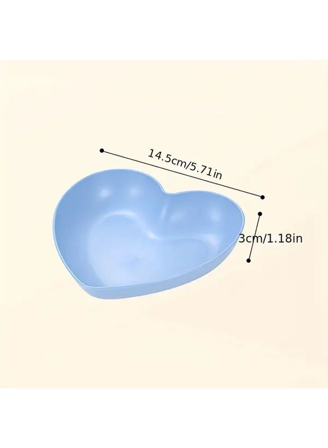 Green Heart Shaped Snack Fruit Plate Set 5pcs Durable Plastic for Desserts Cakes Pickles - Image 3